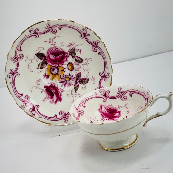 Paragon Double Warrant Tea Cup & Saucer Floral Multi Color England Gold Trim Vtg - Picture 15 of 15